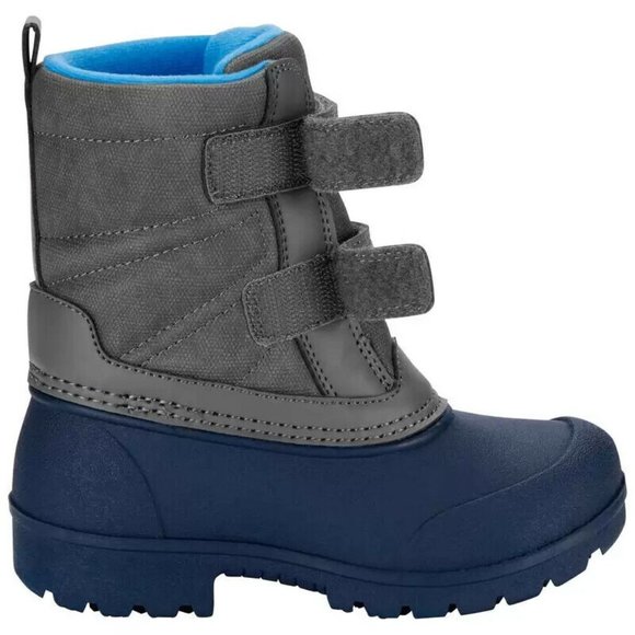 NEW Carter's Kid Navy Blue Grey Waterproof Strap Fleece Lined Winter Snow Boot - Picture 1 of 2